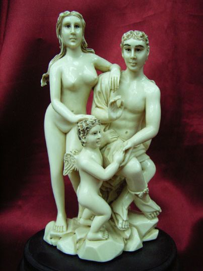 kkm3205 Mammoth Ivory Carving Angel - European style 5"
