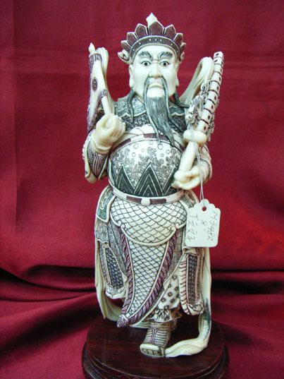 kkm3318 Mammoth Ivory Carving Chinese Warrior