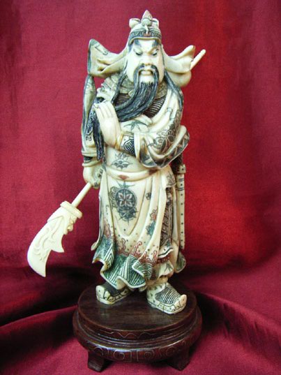 kkm3330 Mammoth Ivory Carving Chinese Warrior