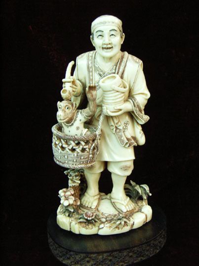 kkm3365 Mammoth Ivory Carving Monkey Collect Tea