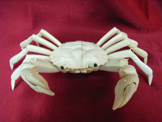 kkm3434 Mammoth Ivory Carving Movable Crab