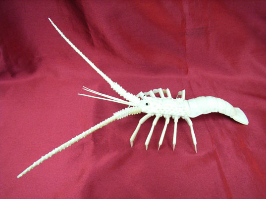 kkm3435 Mammoth Ivory Carving Movable Lobster