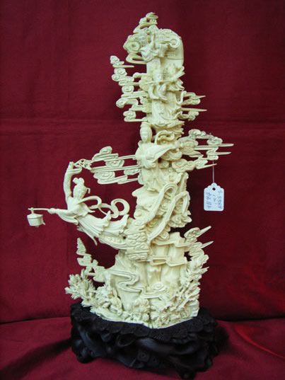 kkm3472 Mammoth Ivory Carving 4 Fair Beauty Lady 12"