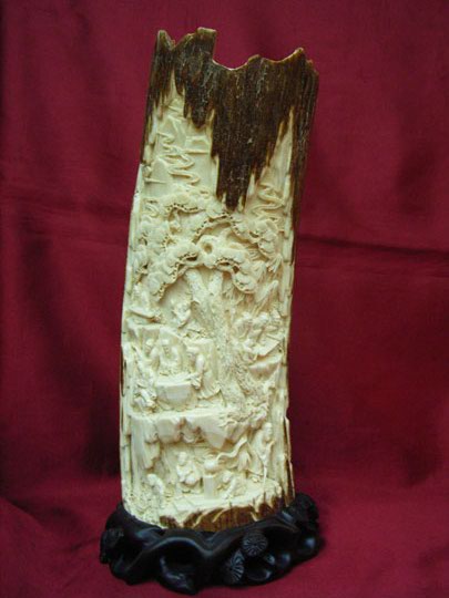 kkm3642 Mammoth Ivory Carving Wise Old Man 11"