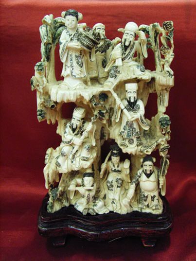 kkm3728 Mammoth Ivory Carving 8 God Man 8"