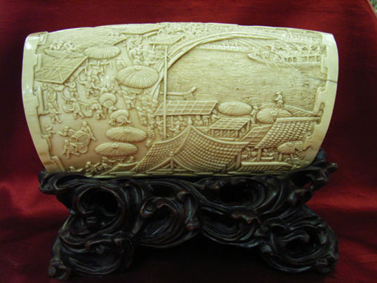 kkm3729 Mammoth Ivory Carving General 9"